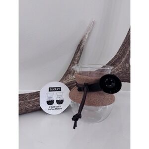 Bodum Pour Over Coffee Maker Glass Carafe w/Cork Sleeve and Scoop without filter